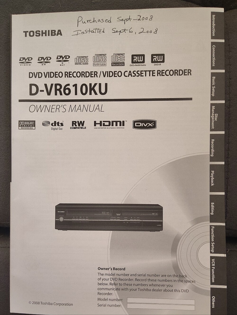 Toshiba D-VR610KU Owners / Instruction Manual18